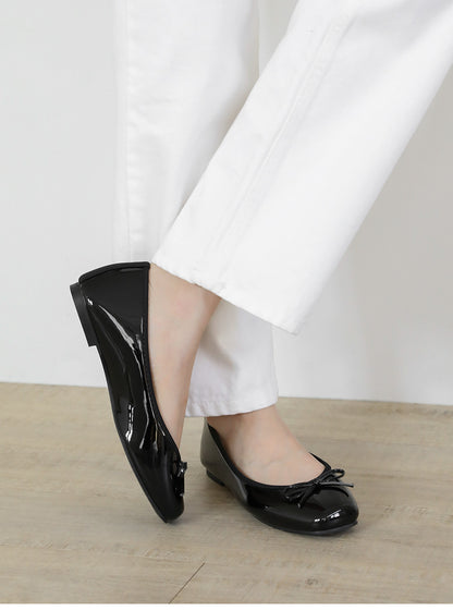 韓國 Sappun Erino Enamel Ribbon Flats (1cm)【AU032】