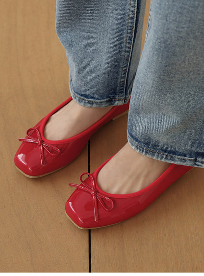 韓國 Sappun Erino Enamel Ribbon Flats (1cm)【AU032】