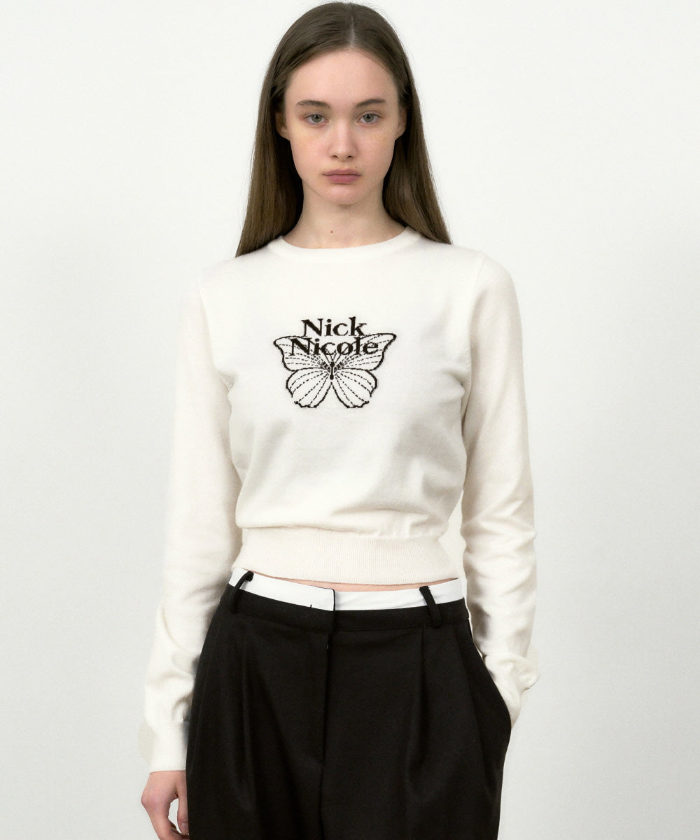 【現貨】韓國 Nick Nicole Mini Butterfly Signature Sleeve Knit【NN001】
