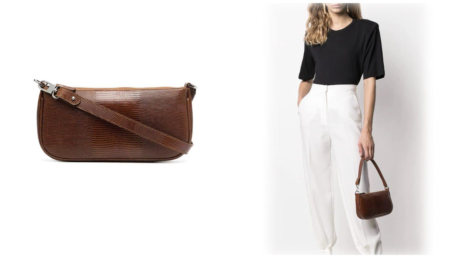 By Far Rachel Lizard Embossed Leather Shoulder Bag【YS0007】  總售價$1228