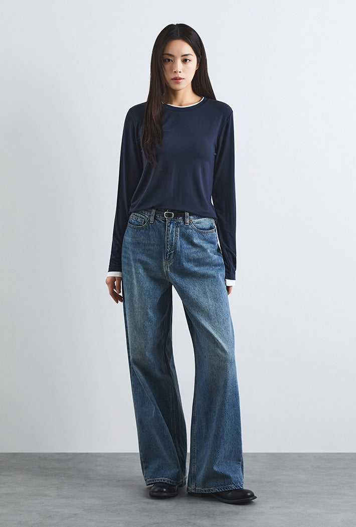 韓國 SPAO Long Wide Jeans【SP372】