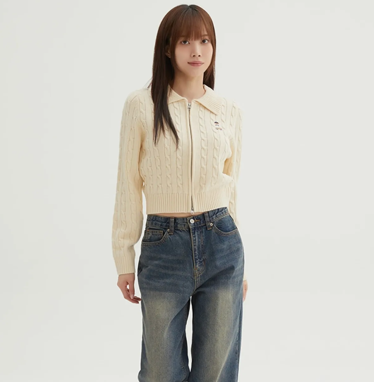 韓國 SPAO Collar Neck Zip-Up Cardigan【SP202】