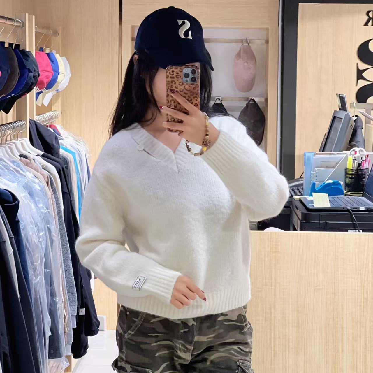 韓國 Satur Women's Essen Two-Tone Mohair Blend Knit【SR188】