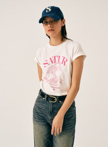 韓國 Satur (W) Capri Citron Drawing Summer Graphic T-Shirt【SR006】