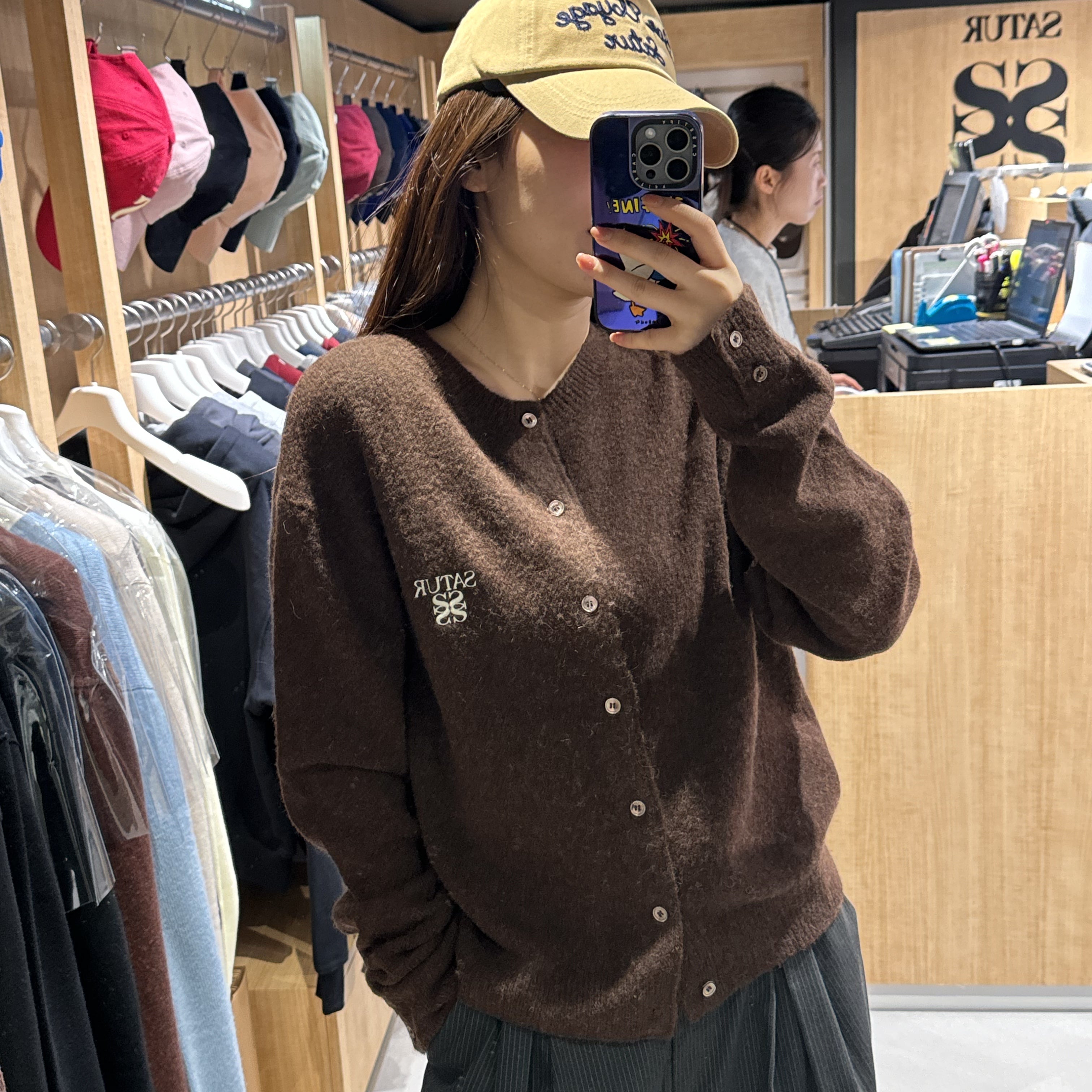 韓國 Satur Lauren Wool Blend Crew Neck Knit Cardigan【SR182】