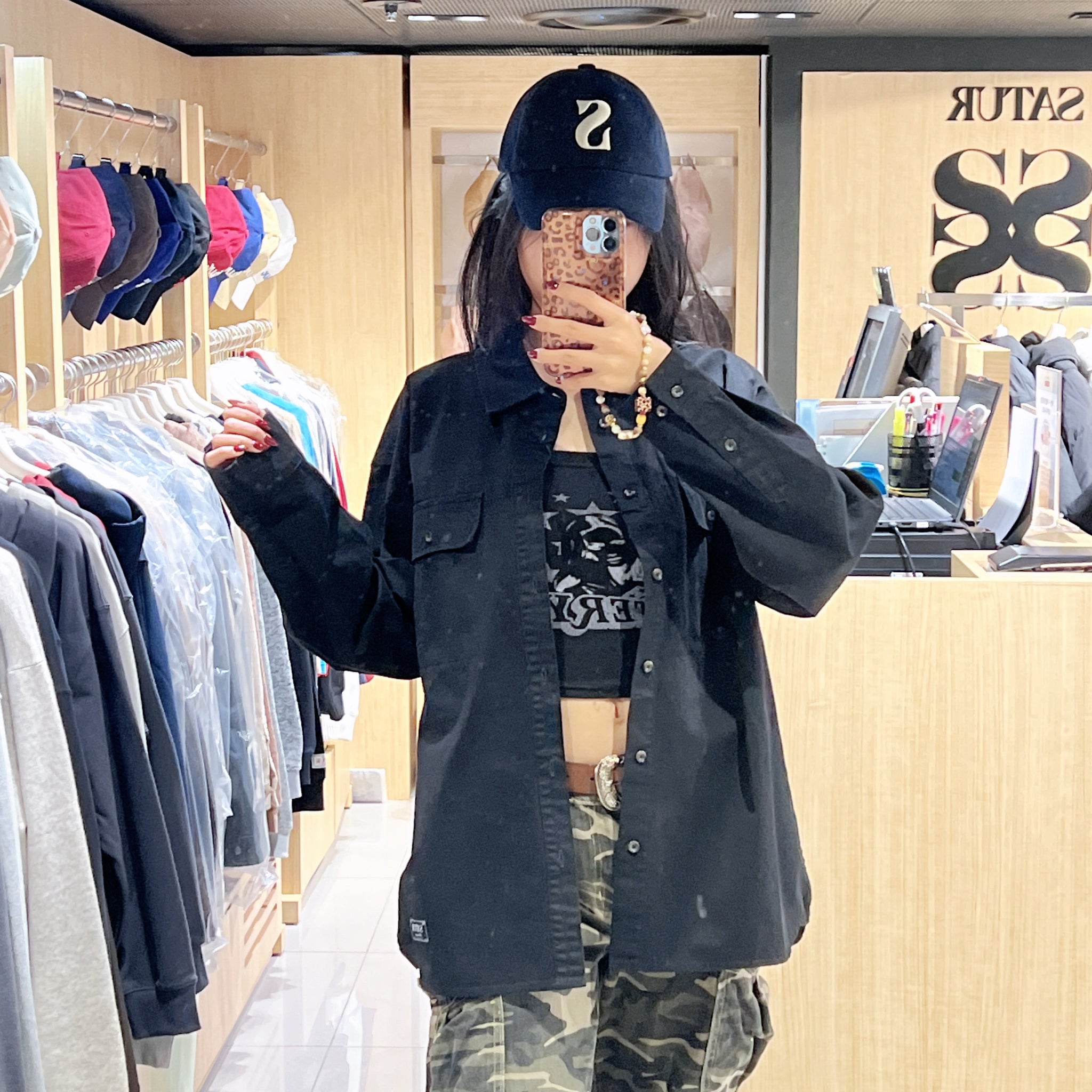 韓國 Satur Contrast Stitch Dyed Cotton Shirt【SR201】