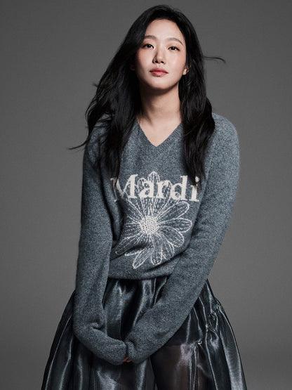 韓國 Mardi Mercredi Raccoon Blended V Neck Flowermardi【MM221】