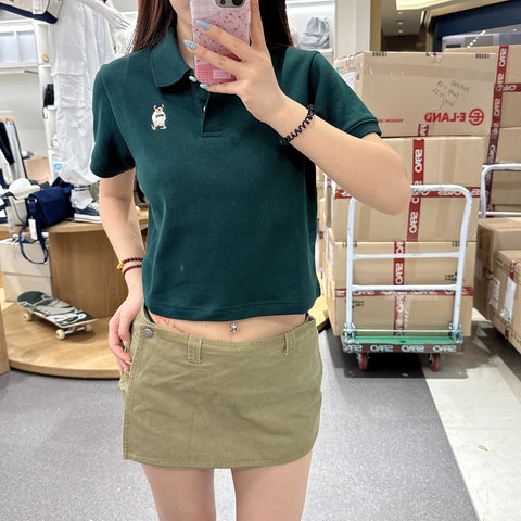 韓國 SPAO Soft Cotton Crop Collar T-shirt【SP120】