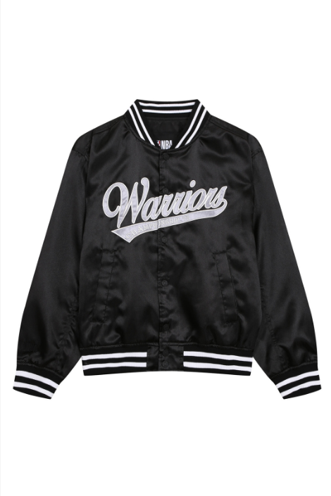 韓國 NBA GSW Lettering Satin Varsity Jumper【NA030】