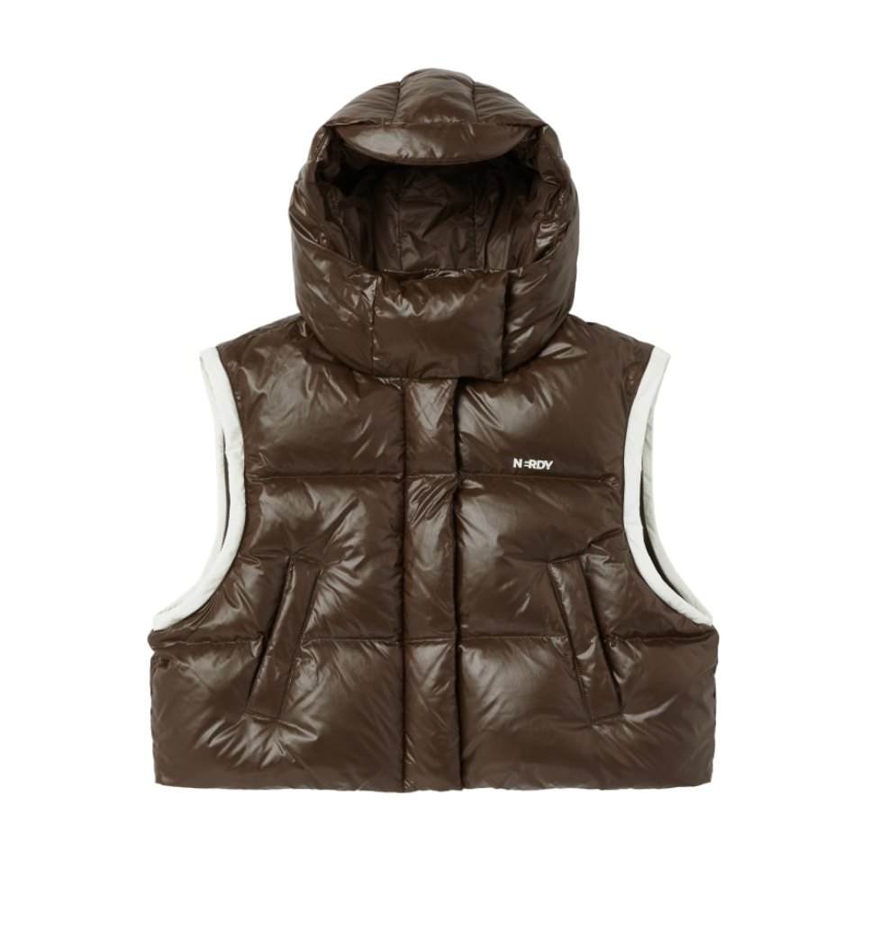 韓國 Nerdy Women's Detachable Sleeve Glossy Down Jacket (鴨絨)【NY011】