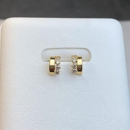 日本直送 半圈弧面鑽石金耳釘【JS435】