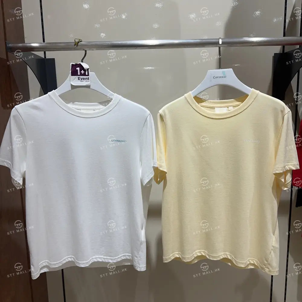 韓國 Covernat Women’s Cool Cotton Essential T-Shirt【CO057】 Butter + White / WS 一般商品