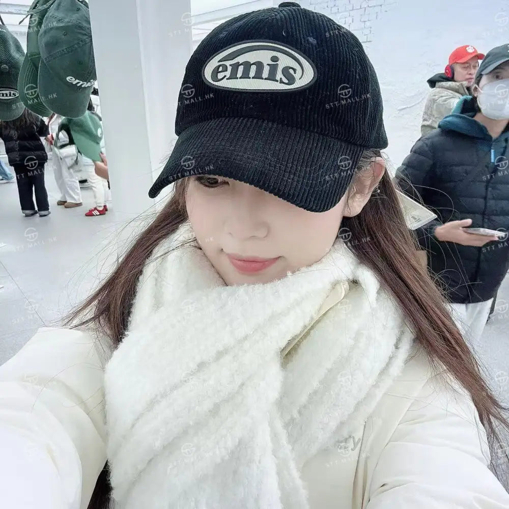 韓國 EMIS Rubber Patch Corduroy Ball Cap【ES103】 Black 一般商品