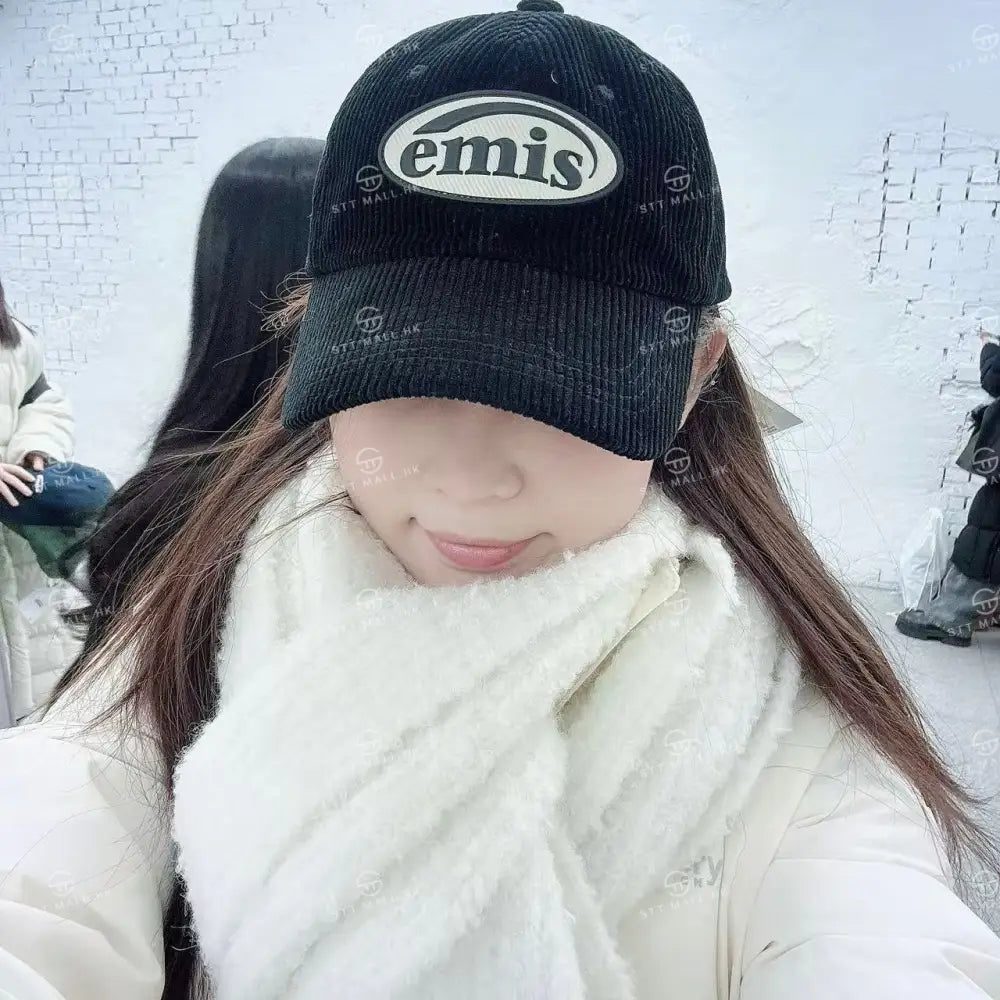 韓國 EMIS Rubber Patch Corduroy Ball Cap【ES103】 Black 一般商品