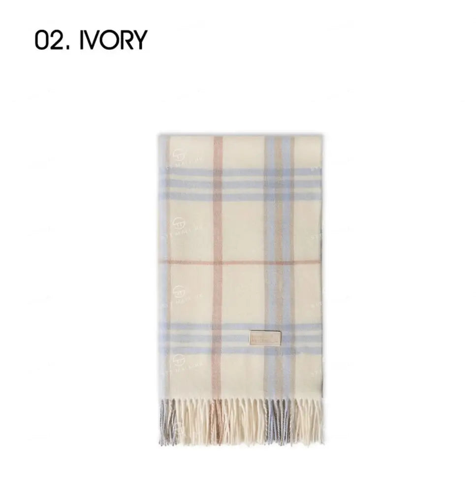 韓國 Mardi Mercredi Les Cadeaux Wool Muffler Check【MM179】 Ivory 一般商品