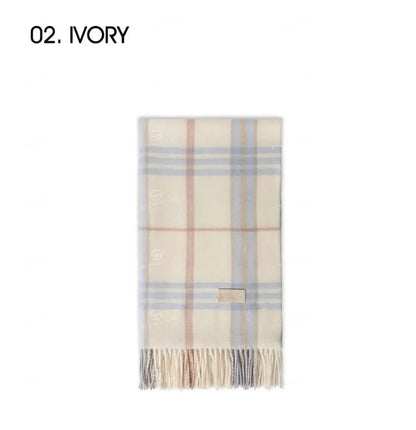 韓國 Mardi Mercredi Les Cadeaux Wool Muffler Check【MM179】 Ivory 一般商品