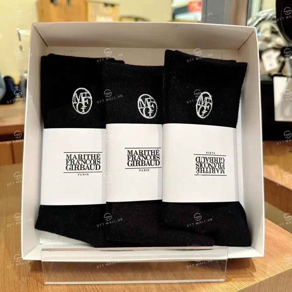 韓國 Marithe Francois Girbaud 3Pack Embroidery Socks【MD041】 Black 一般商品