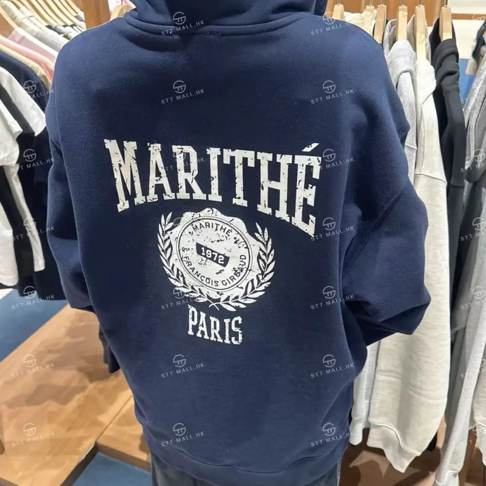 韓國 Marithe Francois Girbaud Big College Logo Graphic Hoodie Zipup【MD022】 Navy 一般商品