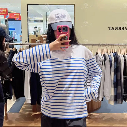 韓國 Marithe Francois Girbaud Block Stripe Long Sleeve Tee【MD172】 Blue / S 一般商品