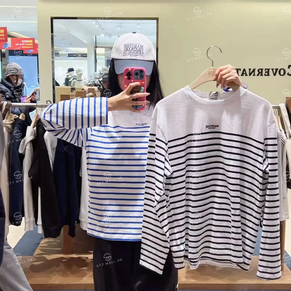 韓國 Marithe Francois Girbaud Block Stripe Long Sleeve Tee【MD172】 Navy / S 一般商品