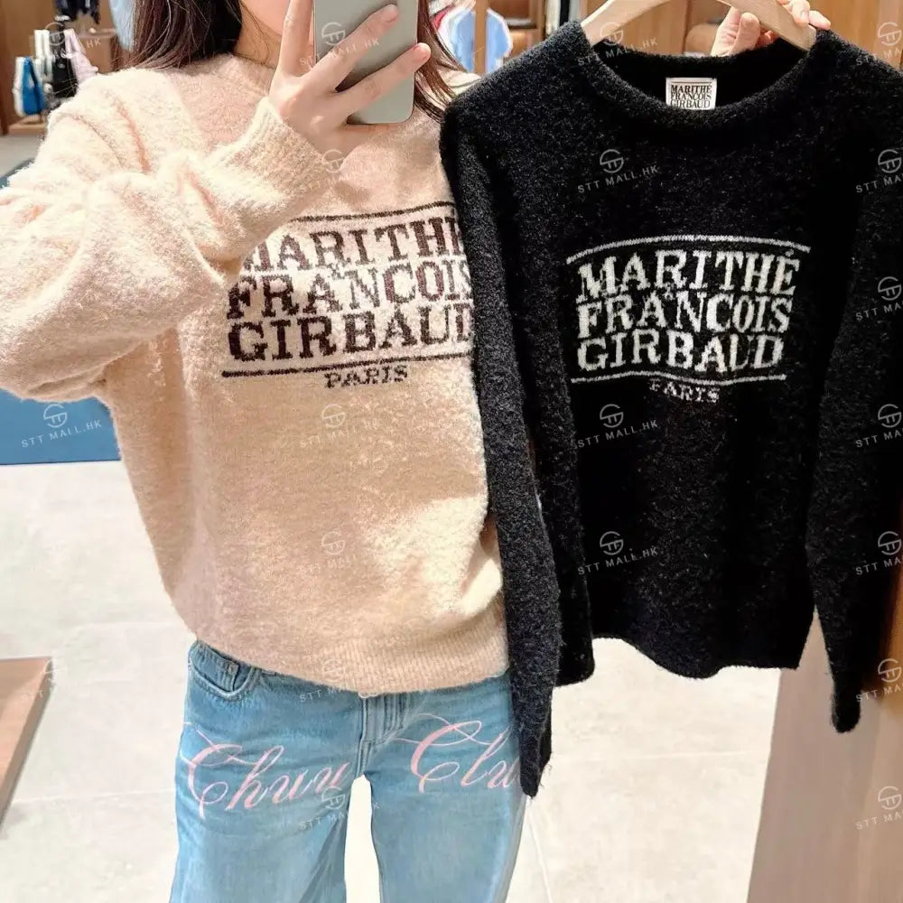 韓國 Marithe Francois Girbaud Boucle Classic Logo Knit Pullover【MD057】 Black / S 一般商品