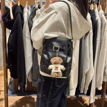 韓國 Marithe Francois Girbaud Buckle Strap Bucket Bag【MD017】 Black 一般商品