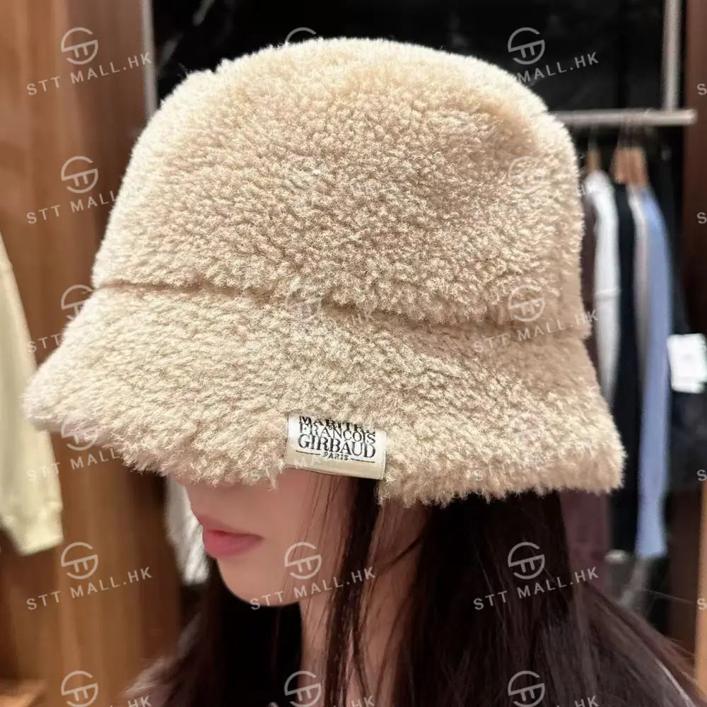 韓國 Marithe Francois Girbaud Circle Logo Fur Bucket【MD076】 Beige 一般商品