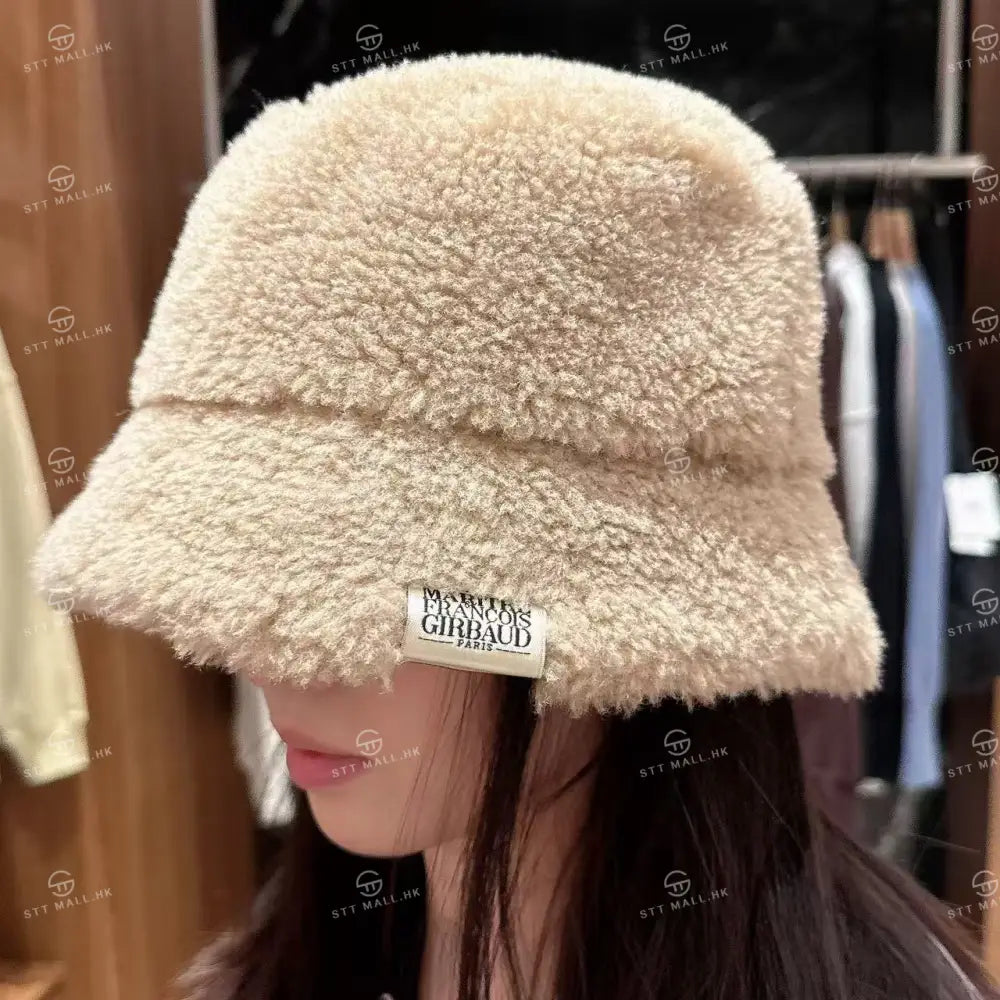 韓國 Marithe Francois Girbaud Circle Logo Fur Bucket【MD076】 Beige 一般商品