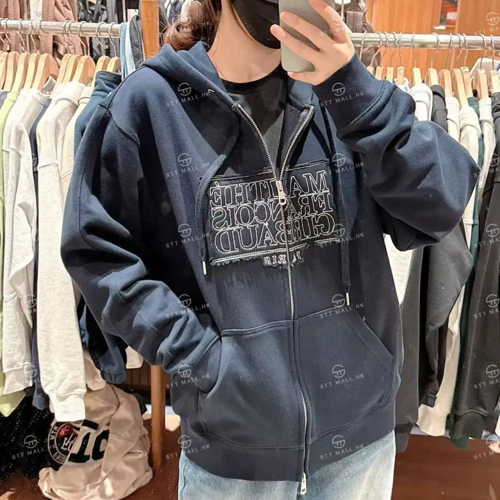 韓國 Marithe Francois Girbaud Classic Logo Applique Hoodie Zipup【MD128】 一般商品