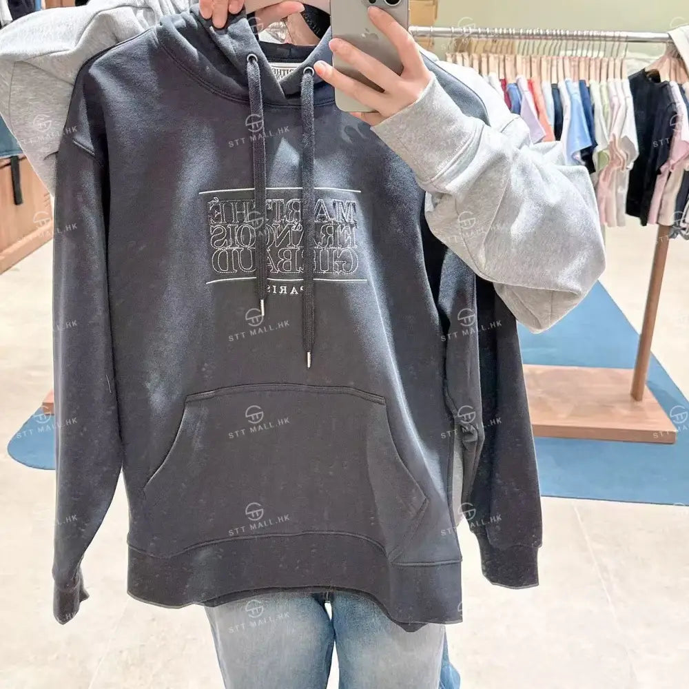 韓國 Marithe Francois Girbaud Classic Logo Applique Mix Hoodie【MD134】 Charcoal / S 一般商品