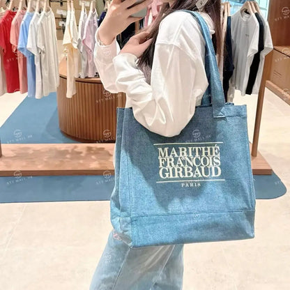 韓國 Marithe Francois Girbaud Classic Logo Big Shopper Bag【MD013】 Light Blue 一般商品