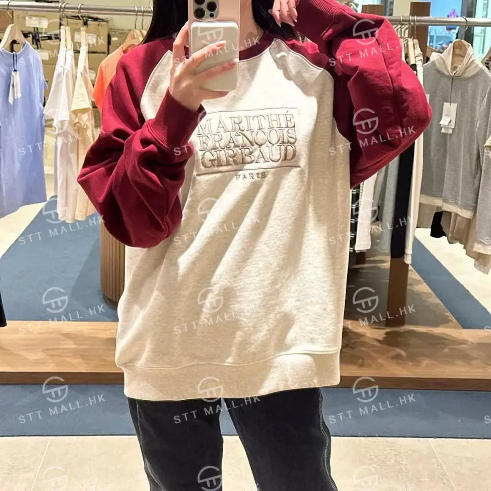韓國 Marithe Francois Girbaud Classic Logo Color Block Raglan Sweatshirt【MD063】 一般商品