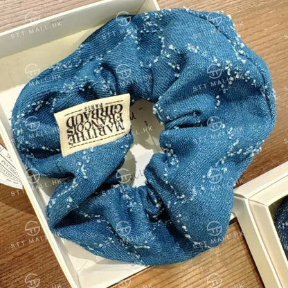 韓國 Marithe Francois Girbaud Classic Logo Denim Pattern Hair Scrunchie【MD071】 Blue 一般商品