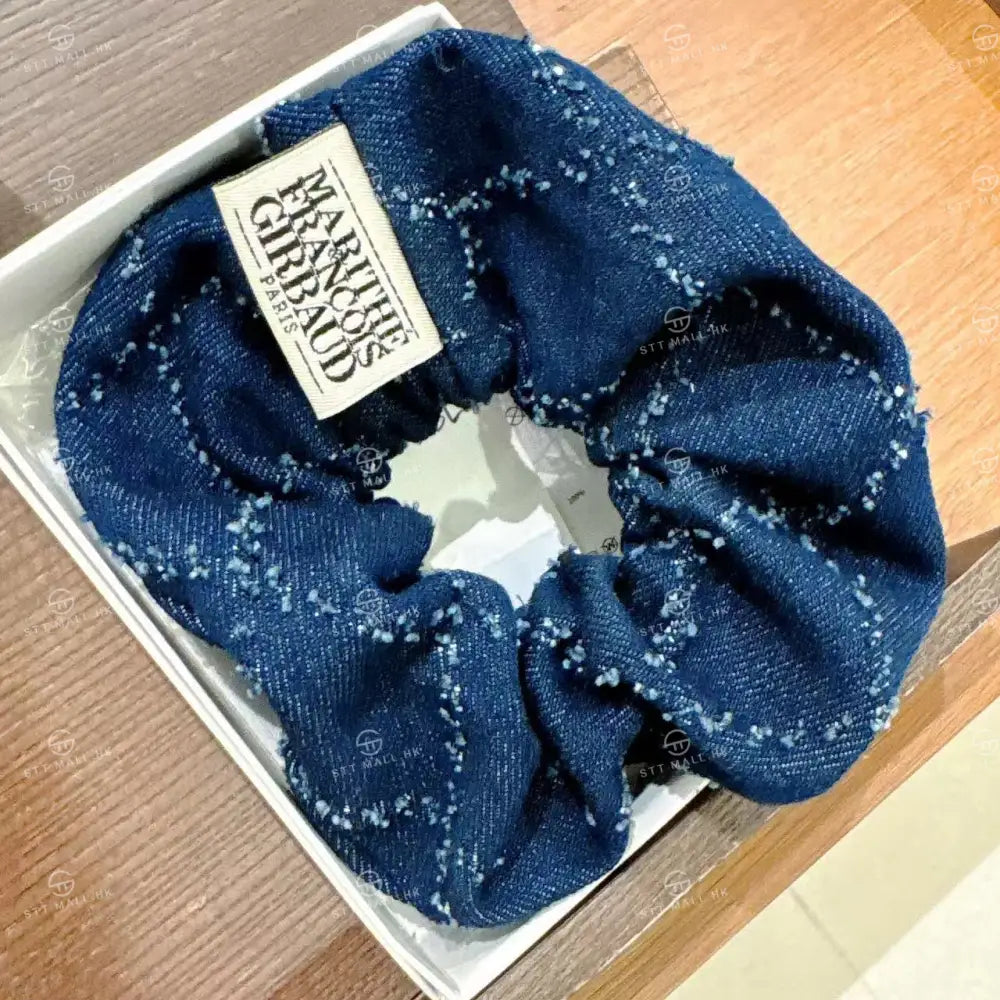 韓國 Marithe Francois Girbaud Classic Logo Denim Pattern Hair Scrunchie【MD071】 Dark Blue 一般商品