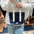 韓國 Marithe Francois Girbaud Classic Logo Embroidery Canvas Tote Bag【MD018】 Navy 一般商品