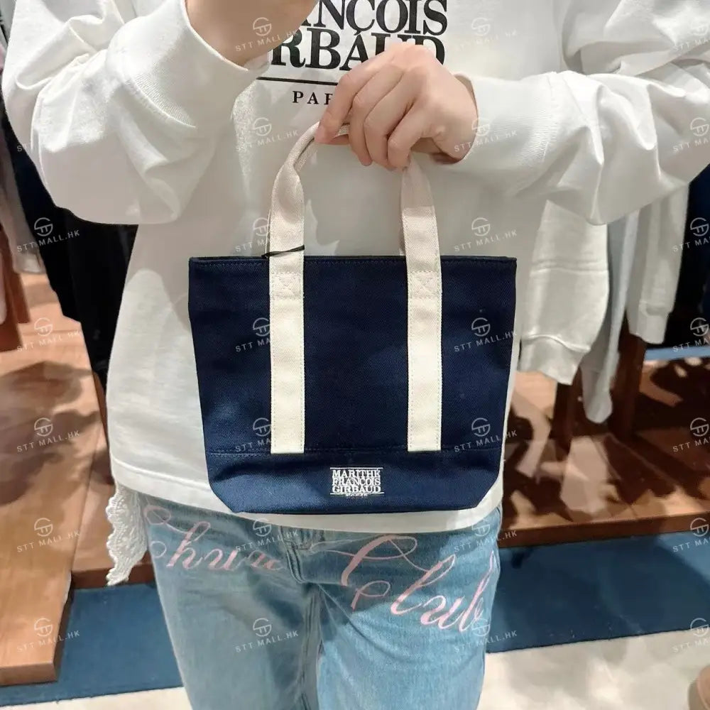 韓國 Marithe Francois Girbaud Classic Logo Embroidery Canvas Tote Bag【MD018】 Navy 一般商品