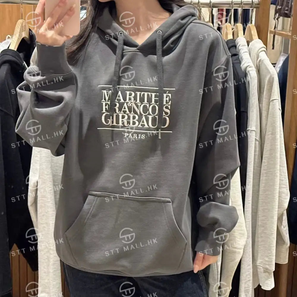 韓國 Marithe Francois Girbaud Classic Logo Embroidery Hoodie (Brushed)【MD040】 Charcoal / S 一般商品
