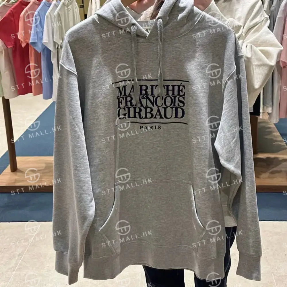 韓國 Marithe Francois Girbaud Classic Logo Embroidery Hoodie (Brushed)【MD040】 Heather Gray / S 一般商品