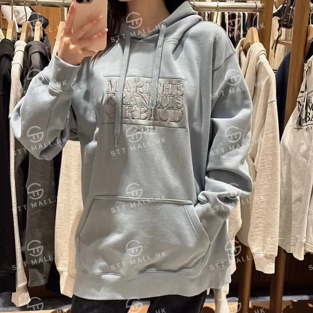 韓國 Marithe Francois Girbaud Classic Logo Embroidery Hoodie (Brushed)【MD040】 Mint Gray / S 一般商品