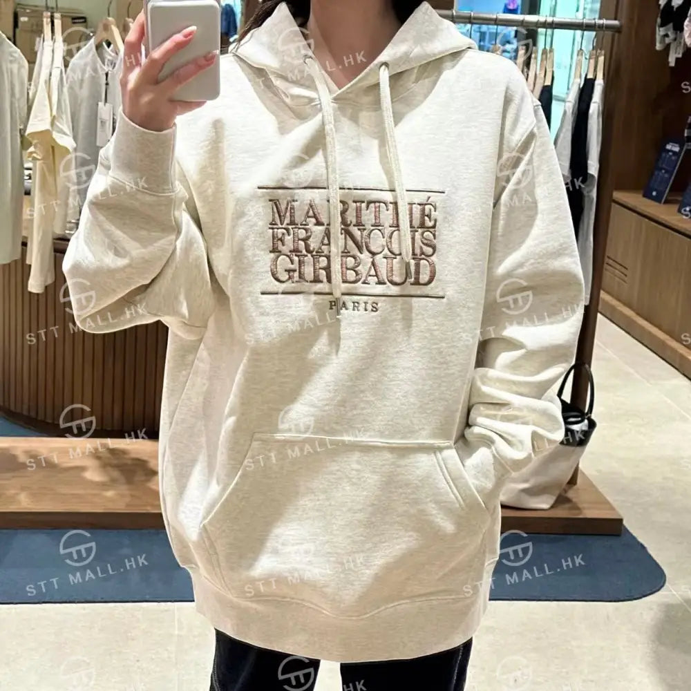韓國 Marithe Francois Girbaud Classic Logo Embroidery Hoodie (Brushed)【MD040】 Oatmeal / S 一般商品