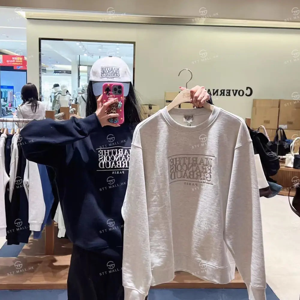 韓國 Marithe Francois Girbaud Classic Logo Embroidery Sweatshirt【MD140】 Oatmeal / S 一般商品