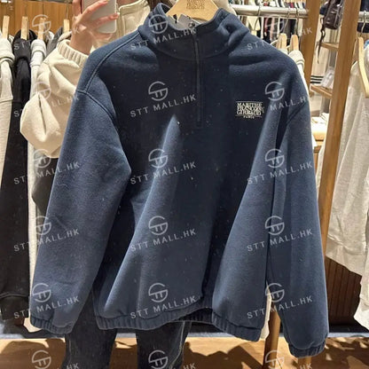 韓國 Marithe Francois Girbaud Classic Logo Half Neck Fleece Sweatshirt【MD052】 Navy / S 一般商品