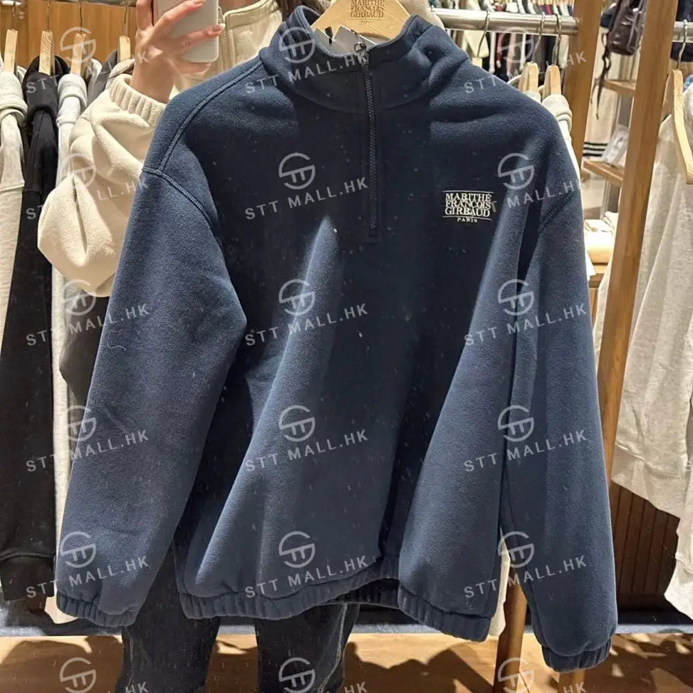 韓國 Marithe Francois Girbaud Classic Logo Half Neck Fleece Sweatshirt【MD052】 Navy / S 一般商品
