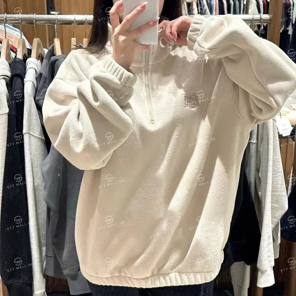 韓國 Marithe Francois Girbaud Classic Logo Half Neck Fleece Sweatshirt【MD052】 一般商品