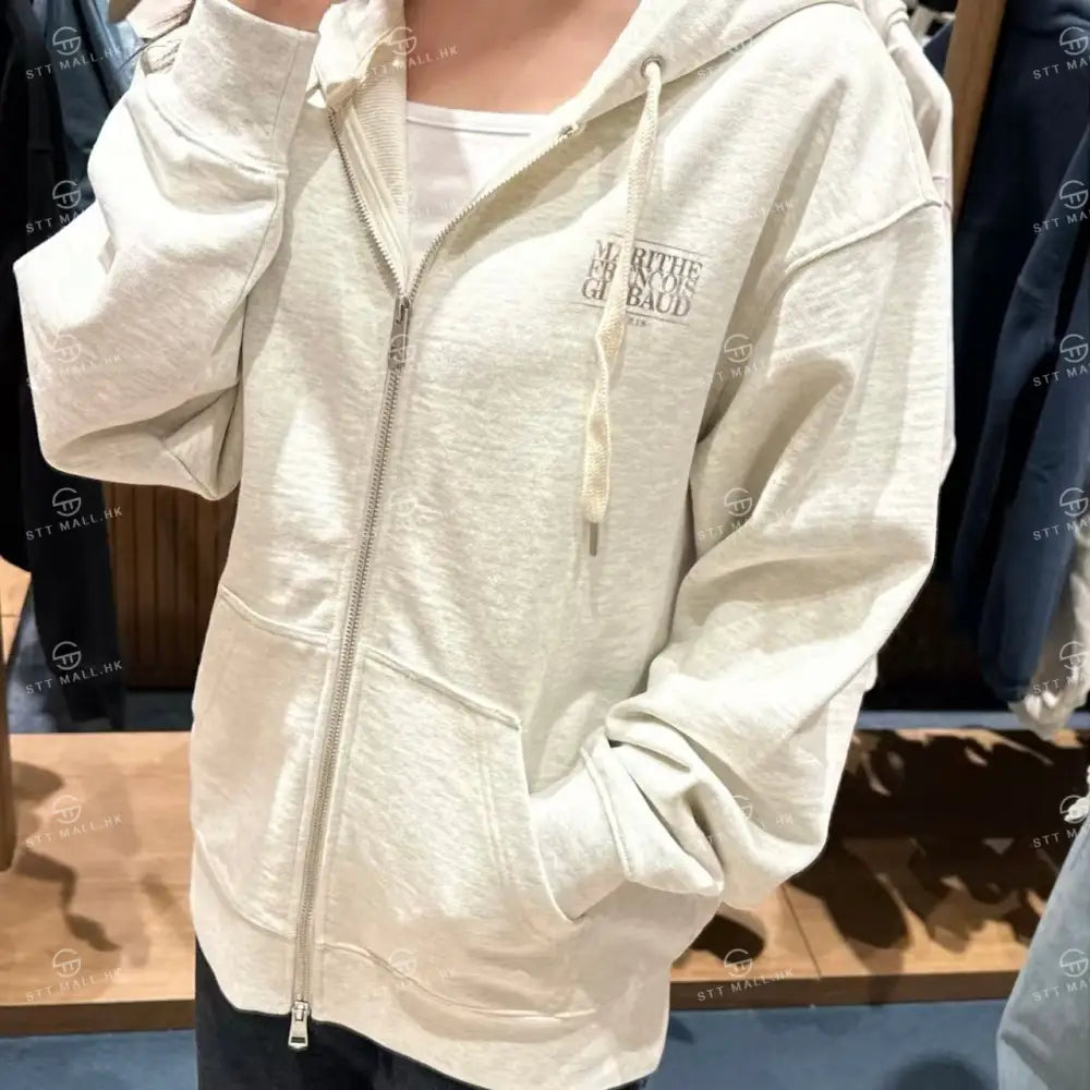 韓國 Marithe Francois Girbaud Classic Logo Hoodie Zipup【MD001】 Oatmeal / S 一般商品
