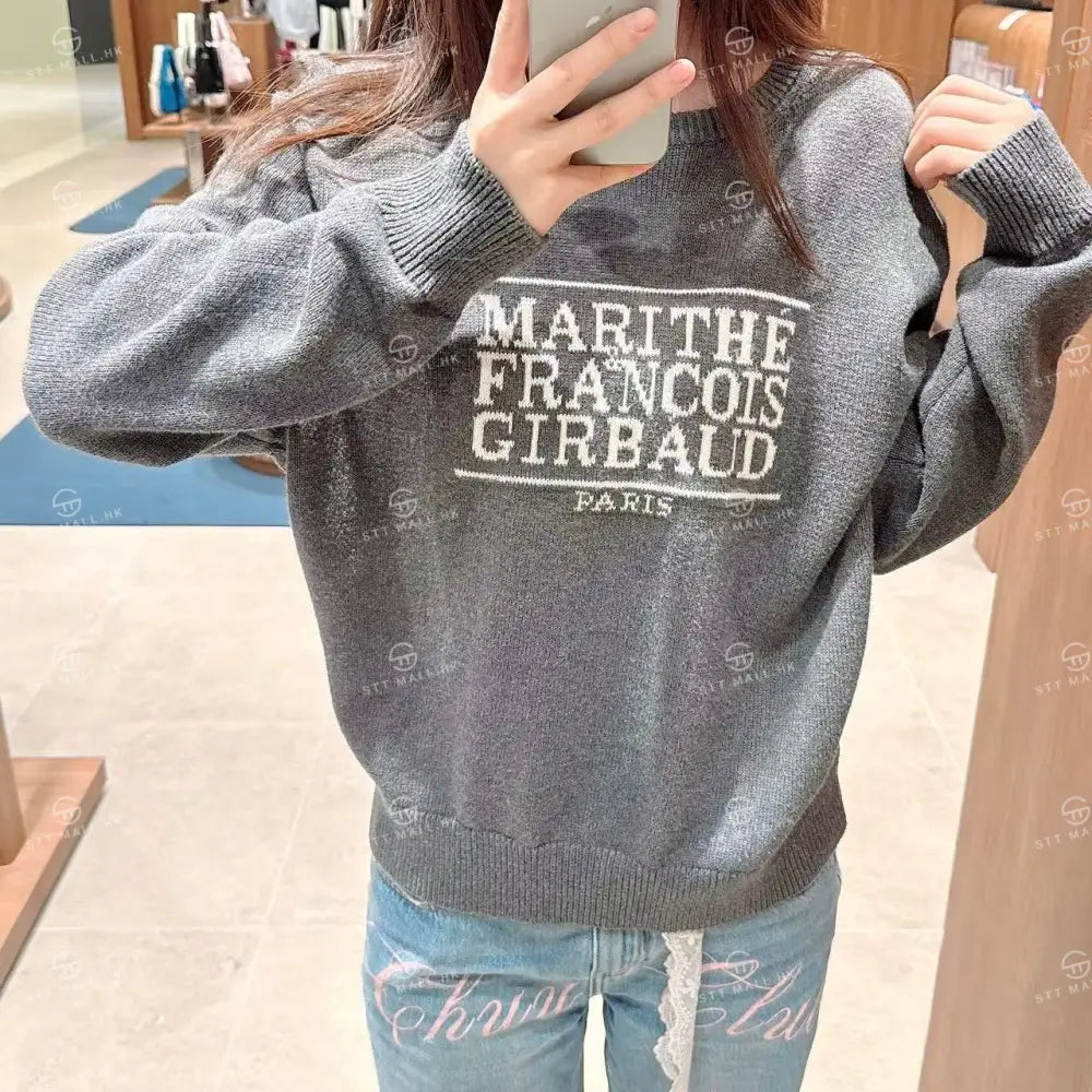 韓國 Marithe Francois Girbaud Classic Logo Knit Pullover【MD059】 Charcoal / S 一般商品