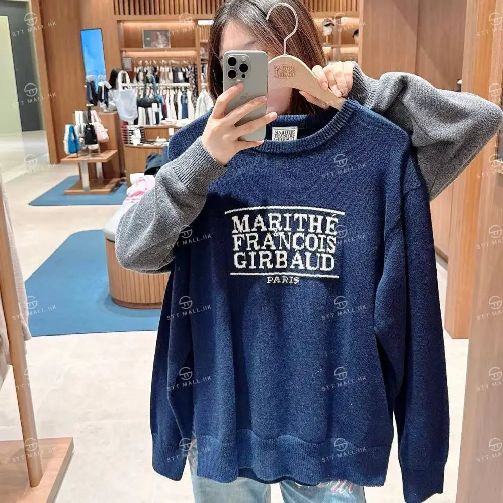 韓國 Marithe Francois Girbaud Classic Logo Knit Pullover【MD059】 Navy / S 一般商品