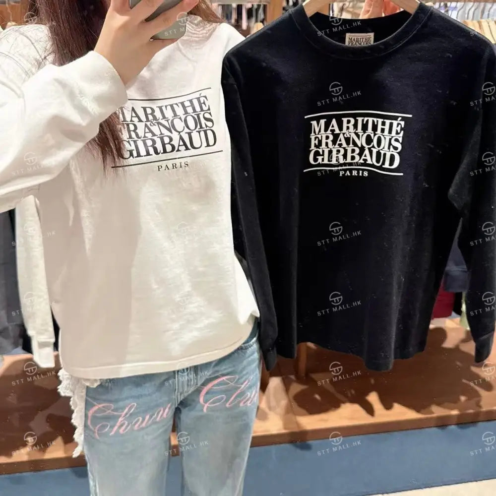 韓國 Marithe Francois Girbaud Classic Logo Long Sleeve【MD033】 Black / S 一般商品