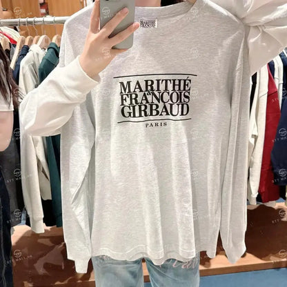 韓國 Marithe Francois Girbaud Classic Logo Long Sleeve【MD033】 Light Heather Gray / S 一般商品