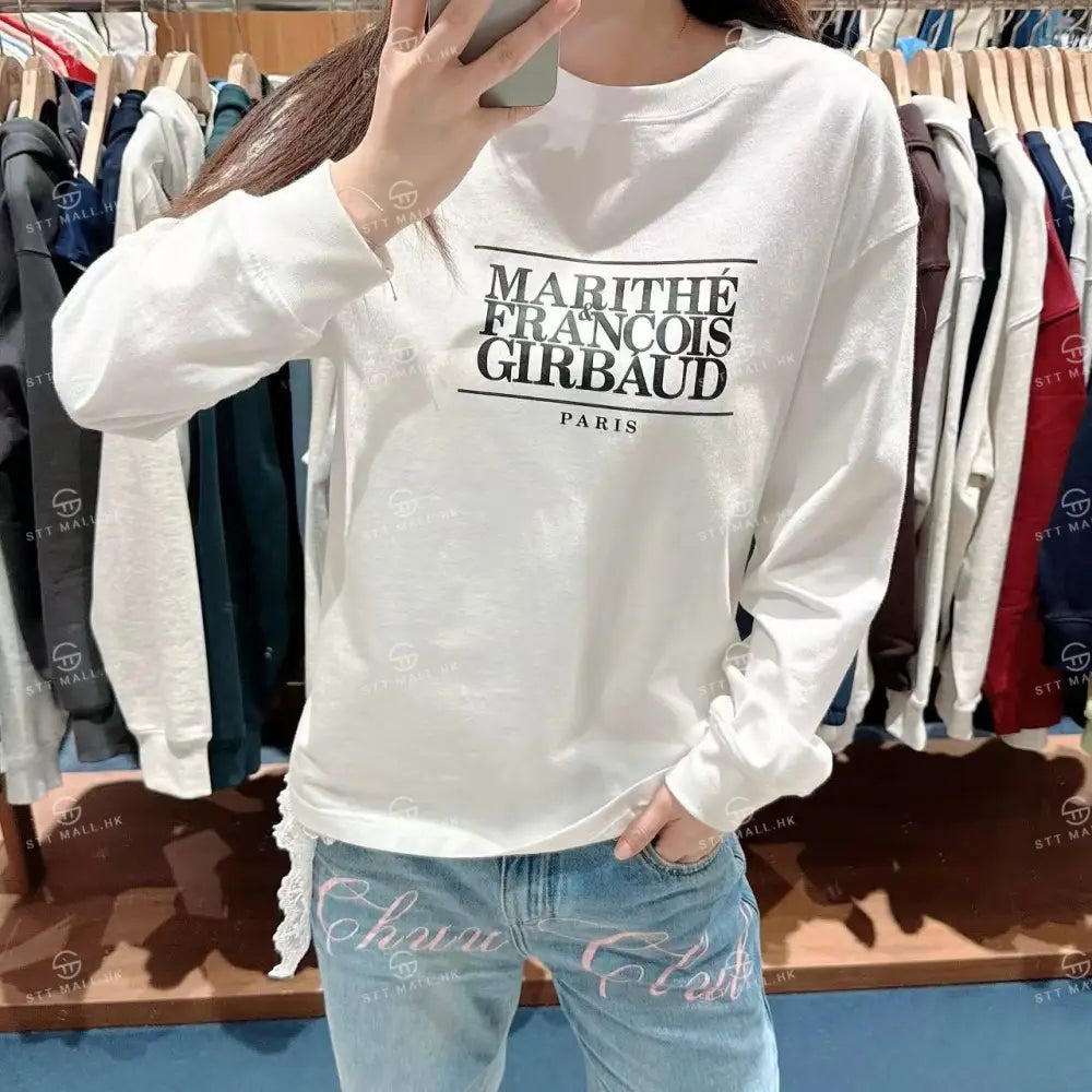 韓國 Marithe Francois Girbaud Classic Logo Long Sleeve【MD033】 White / S 一般商品